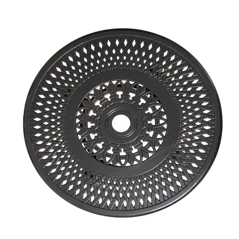 Pellebant Table basse ronde d'extérieur en fonte d'aluminium avec trou pour parasol - 24.02L x 24.02W x 17.52H