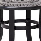Pellebant Table basse ronde d'extérieur en fonte d'aluminium avec trou pour parasol - 24.02L x 24.02W x 17.52H