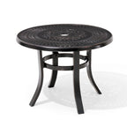 Pellebant Table basse ronde d'extérieur en fonte d'aluminium avec trou pour parasol - 24.02L x 24.02W x 17.52H