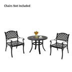 Pellebant Table basse ronde d'extérieur en fonte d'aluminium avec trou pour parasol - 24.02L x 24.02W x 17.52H