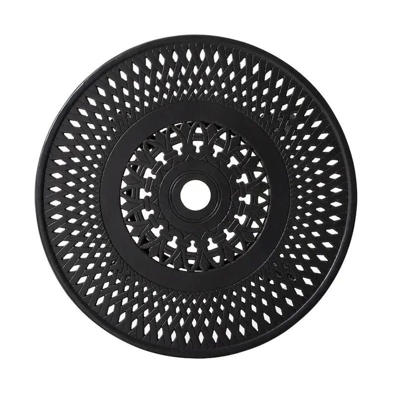 Pellebant Table basse ronde d'extérieur en fonte d'aluminium avec trou pour parasol - 24.02L x 24.02W x 17.52H
