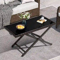 Table basse d'extérieur Pellébant, hauteur réglable, plateau en verre trempé