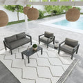 Causeuse d'extérieur en aluminium gris Grayton avec chaises longues et table basse - 61 x 26 x 29