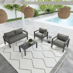 Causeuse d'extérieur en aluminium gris Grayton avec chaises longues et table basse - 61 x 26 x 29