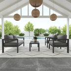 Causeuse d'extérieur en aluminium gris Grayton avec chaises longues et table basse - 61 x 26 x 29