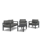 Causeuse d'extérieur en aluminium gris Grayton avec chaises longues et table basse - 61 x 26 x 29