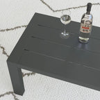Causeuse d'extérieur en aluminium gris Grayton avec chaises longues et table basse - 61 x 26 x 29