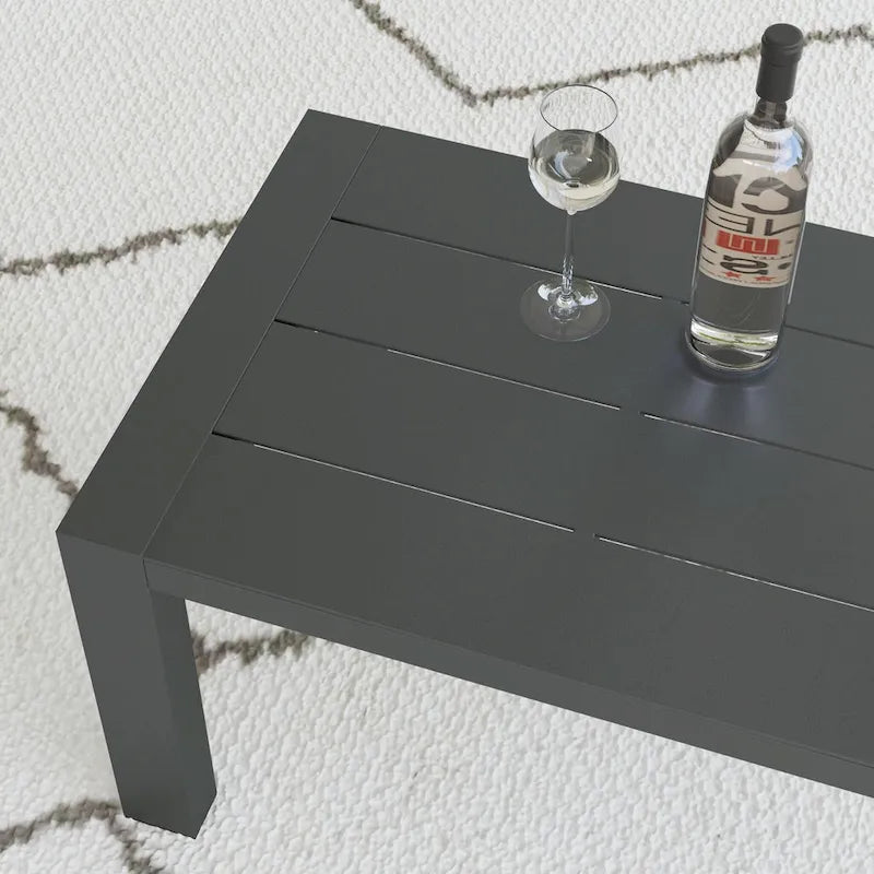 Causeuse d'extérieur en aluminium gris Grayton avec chaises longues et table basse - 61 x 26 x 29