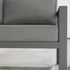 Causeuse d'extérieur en aluminium gris Grayton avec chaises longues et table basse - 61 x 26 x 29