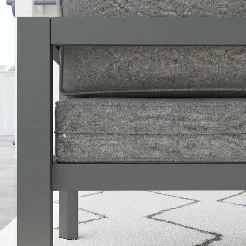 Causeuse d'extérieur en aluminium gris Grayton avec chaises longues et table basse - 61 x 26 x 29