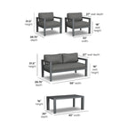 Causeuse d'extérieur en aluminium gris Grayton avec chaises longues et table basse - 61 x 26 x 29