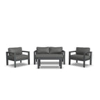 Causeuse d'extérieur en aluminium gris Grayton avec chaises longues et table basse - 61 x 26 x 29
