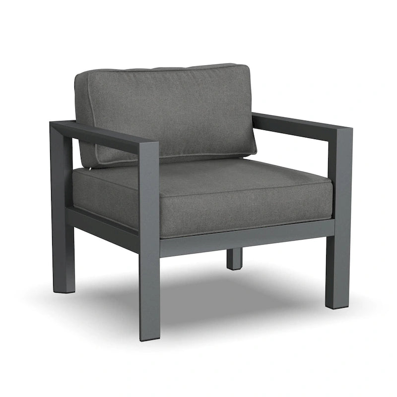 Causeuse d'extérieur en aluminium gris Grayton avec chaises longues et table basse - 61 x 26 x 29
