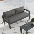 Causeuse d'extérieur en aluminium gris Grayton avec chaises longues et table basse - 61 x 26 x 29