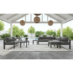 Causeuse d'extérieur en aluminium gris Grayton avec chaises longues et table basse - 61 x 26 x 29