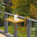 Outsunny Outdoor Hanging Deck Table, Adjustable Balcony Bar Table for Railings, Wood Frame Mounting Wall Desk Rack, Foldable