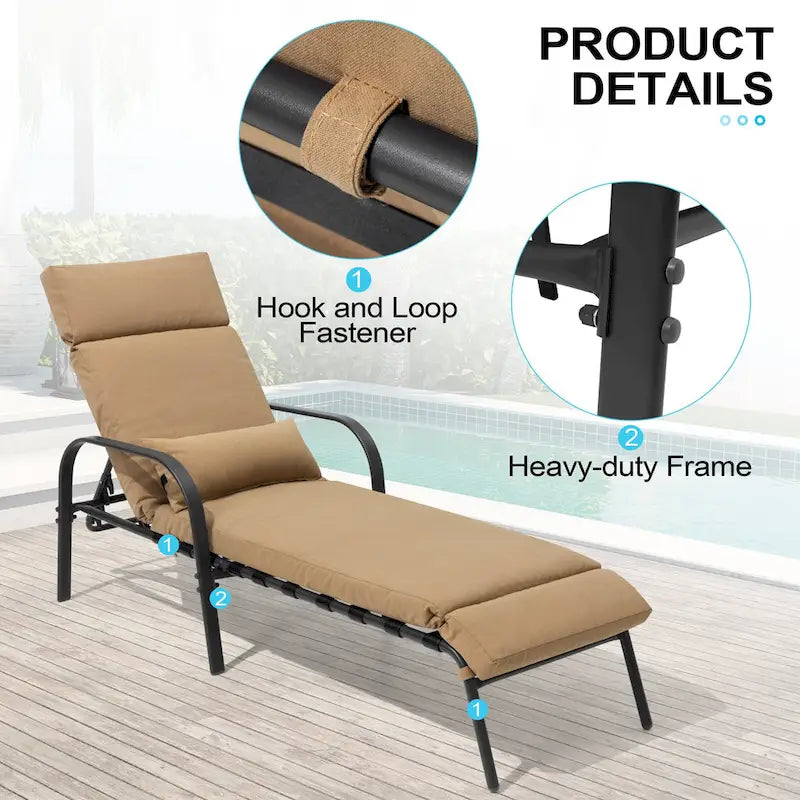 Lot de 2 chaises longues réglables pour l'extérieur et l'intérieur avec coussin