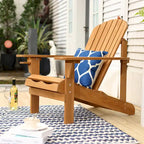 Chaise de jardin spacieuse Adirondack en bois marron avec porte-gobelet