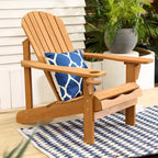 Chaise de jardin spacieuse Adirondack en bois marron avec porte-gobelet