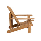 Chaise de jardin spacieuse Adirondack en bois marron avec porte-gobelet
