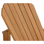 Chaise de jardin spacieuse Adirondack en bois marron avec porte-gobelet