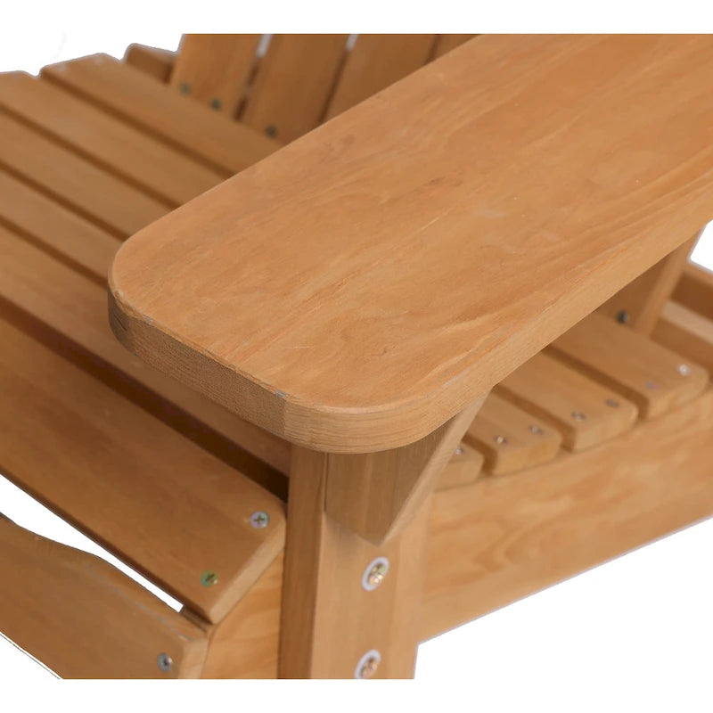 Chaise de jardin spacieuse Adirondack en bois marron avec porte-gobelet