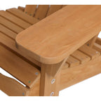 Chaise de jardin spacieuse Adirondack en bois marron avec porte-gobelet