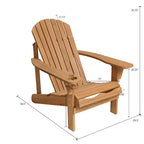 Chaise de jardin spacieuse Adirondack en bois marron avec porte-gobelet