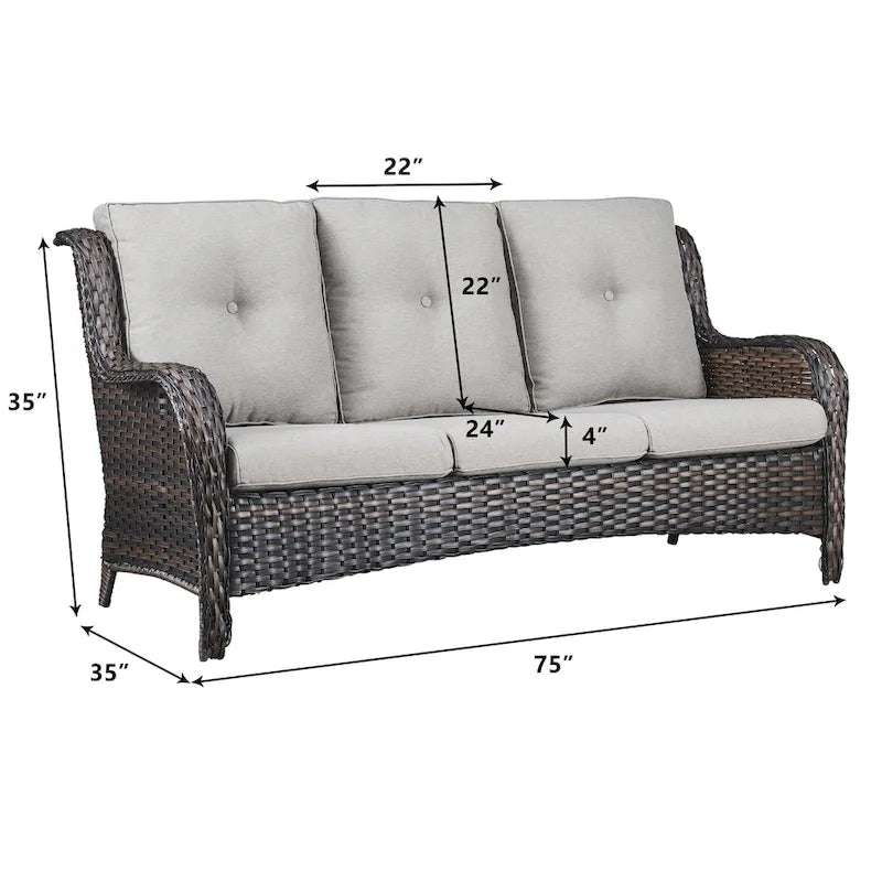 Canapé 3 places en rotin Gymojoy pour terrasse extérieure avec coussin