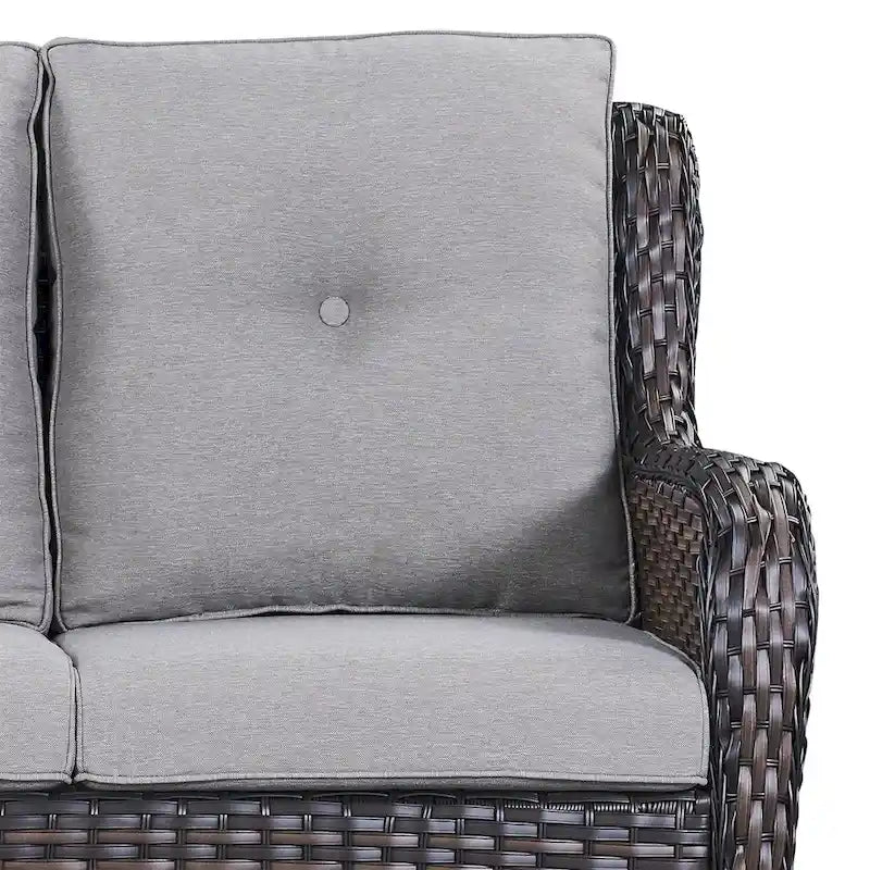 Canapé 3 places en rotin Gymojoy pour terrasse extérieure avec coussin