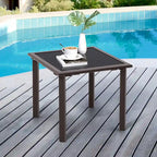 Table d'appoint de jardin en métal avec plateau en verre trempé, carrée, pour café ou bistro - 17,7 L x 17,7 l x 15,75 H