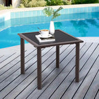 Outdoor Furniture Patio Metal Side End Table Tempered Glass Top Square Coffee Bistro Table - 17.7 L x 17.7 W x 15.75 H