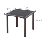 Table d'appoint de jardin en métal avec plateau en verre trempé, carrée, pour café ou bistro - 17,7 L x 17,7 l x 15,75 H
