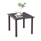 Table d'appoint de jardin en métal avec plateau en verre trempé, carrée, pour café ou bistro - 17,7 L x 17,7 l x 15,75 H