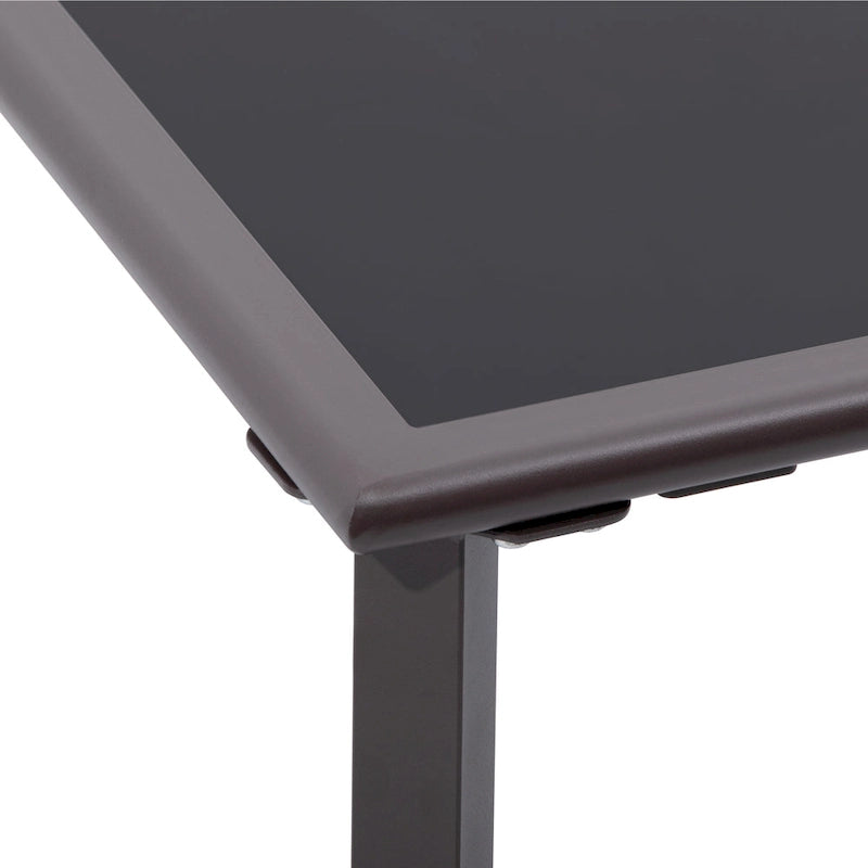 Table d'appoint de jardin en métal avec plateau en verre trempé, carrée, pour café ou bistro - 17,7 L x 17,7 l x 15,75 H