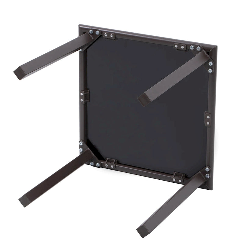 Table d'appoint de jardin en métal avec plateau en verre trempé, carrée, pour café ou bistro - 17,7 L x 17,7 l x 15,75 H