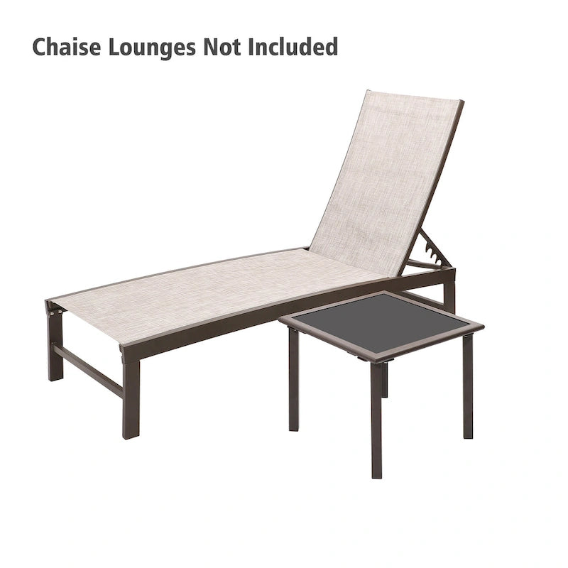Table d'appoint de jardin en métal avec plateau en verre trempé, carrée, pour café ou bistro - 17,7 L x 17,7 l x 15,75 H