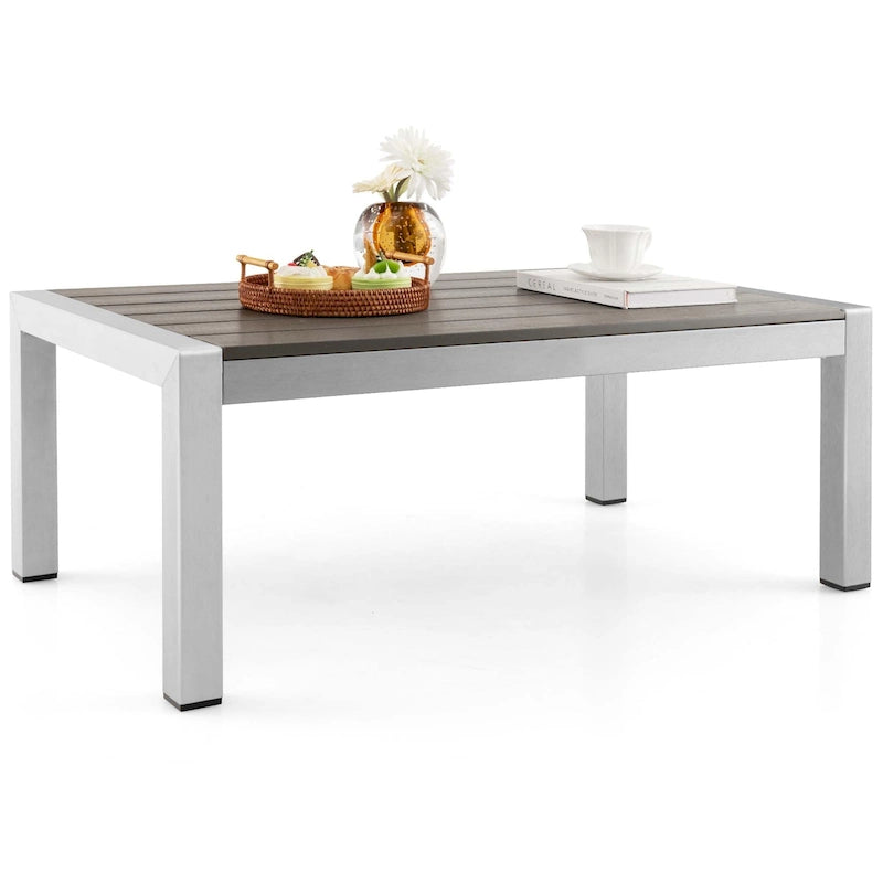 Table basse de patio en aluminium, rectangulaire, pour l'extérieur