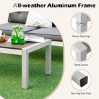 Table basse de patio en aluminium, rectangulaire, pour l'extérieur