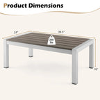 Table basse de patio en aluminium, rectangulaire, pour l'extérieur