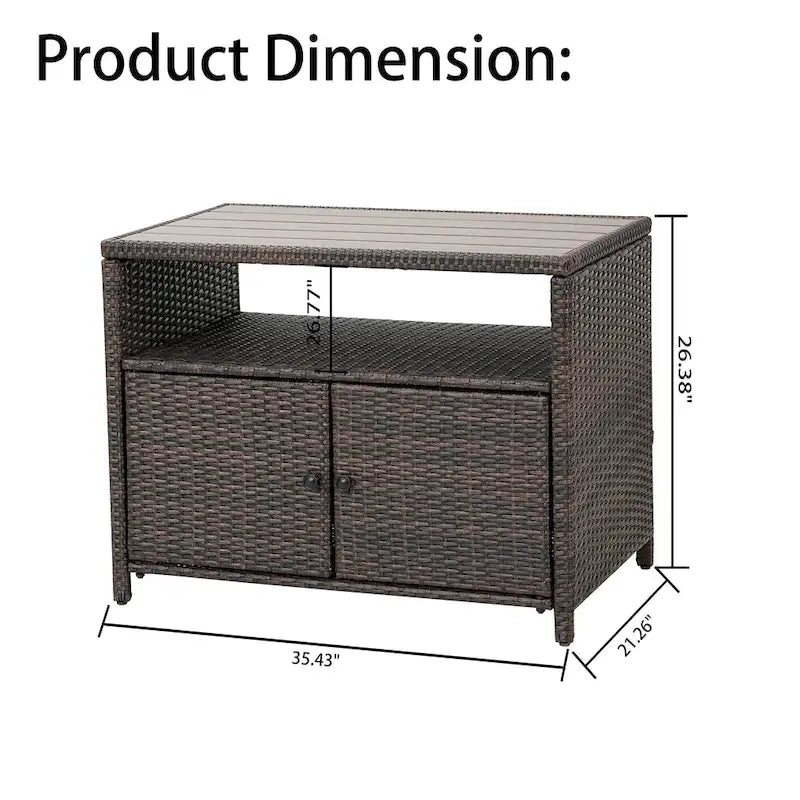 Meuble de rangement en rotin tressé d'extérieur avec étagère ouverte