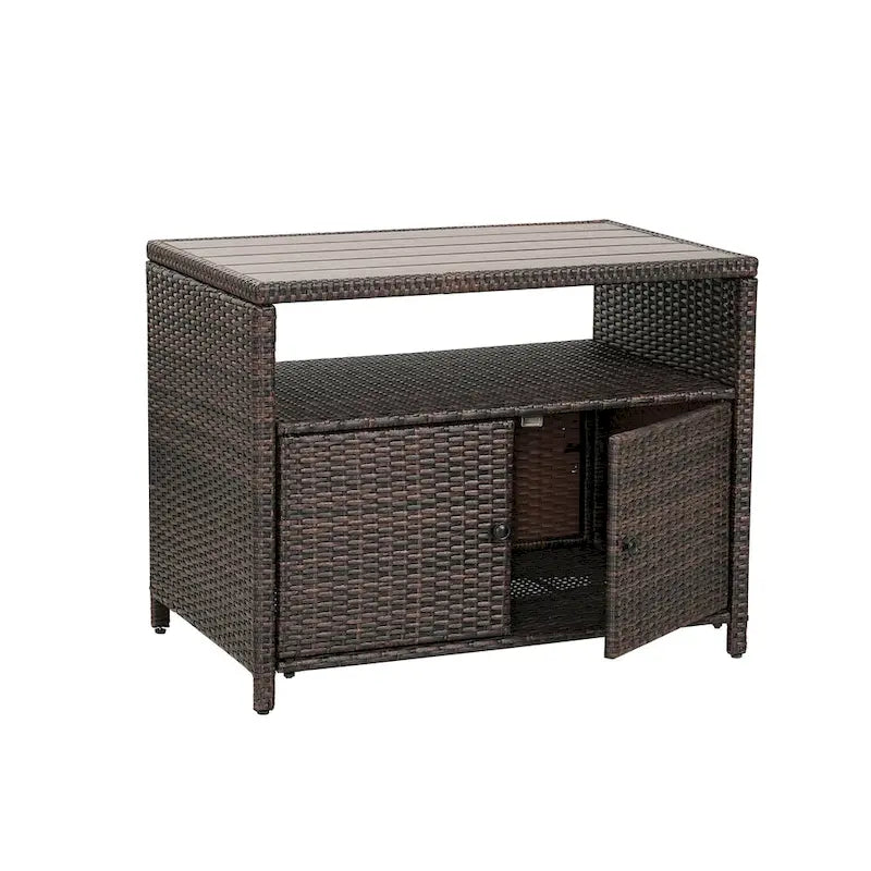 Meuble de rangement en rotin tressé d'extérieur avec étagère ouverte