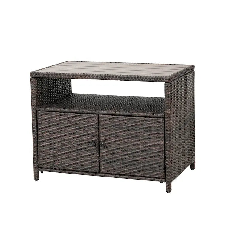 Meuble de rangement en rotin tressé d'extérieur avec étagère ouverte
