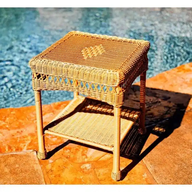 Table d'appoint extérieure carrée en osier ambré Portside Southwest