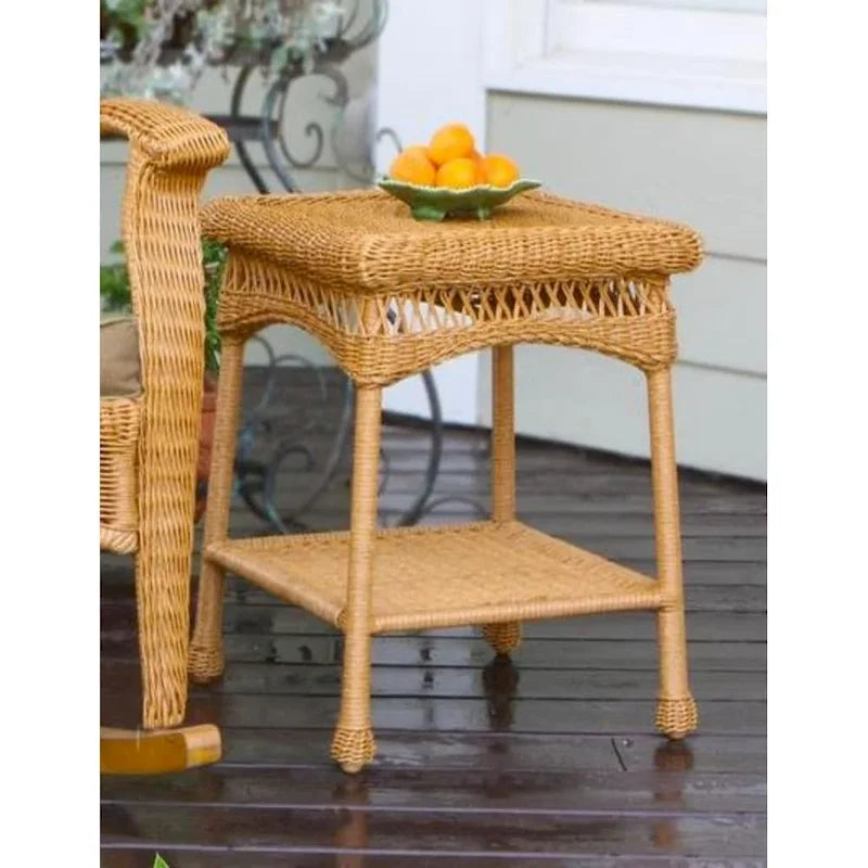 Table d'appoint extérieure carrée en osier ambré Portside Southwest