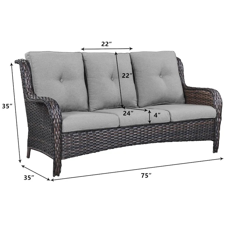 Gymojoy Canapé d'extérieur en osier, canapé de jardin en rotin avec coussins