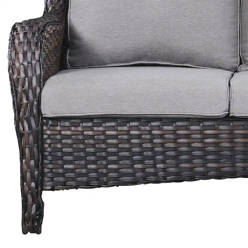 Gymojoy Canapé d'extérieur en osier, canapé de jardin en rotin avec coussins