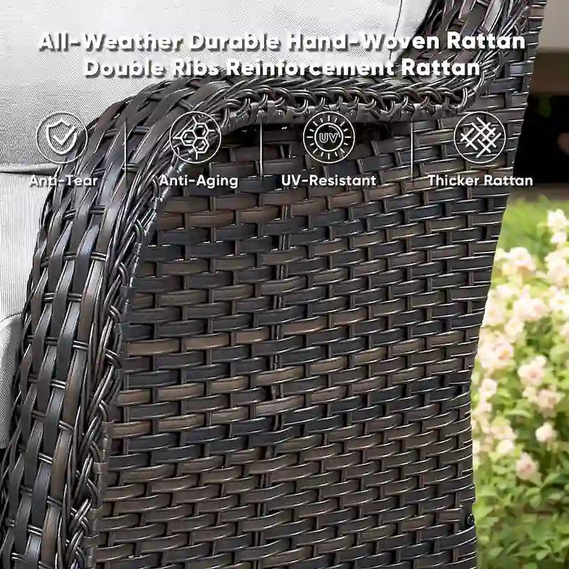 Gymojoy Canapé d'extérieur en osier, canapé de jardin en rotin avec coussins