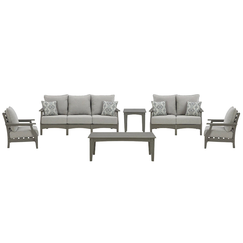 Signature Design by Ashley Visola Gris Ensemble de canapé et causeuse d'extérieur 6 pièces - 80W x 33D x 37H