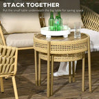Outsunny Ensemble de 2 tables de patio en osier, tables d'appoint en rotin PE, tables basses rondes d'extérieur, multifonctionnelles, à lattes